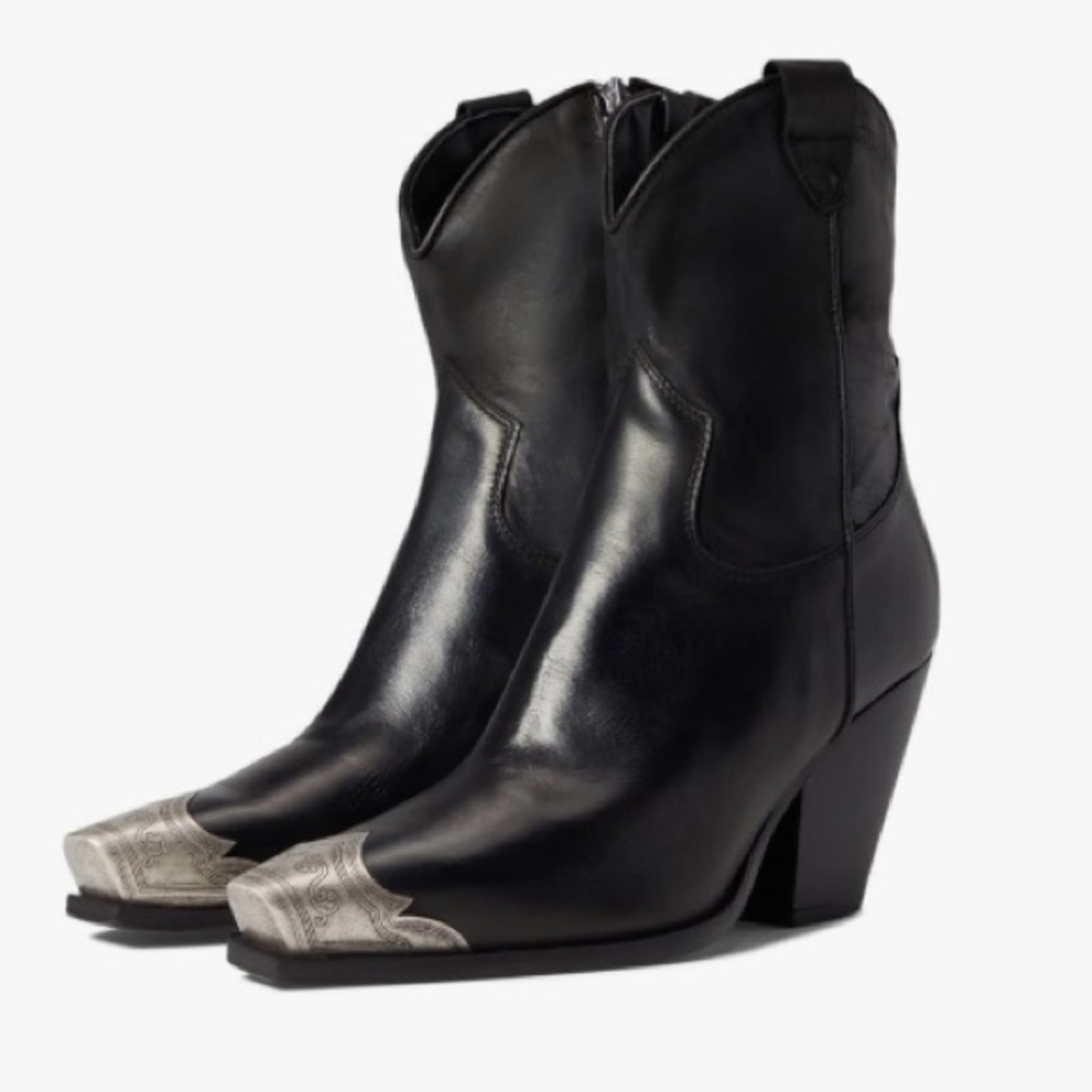 Free People Black Leather Boots with Silver Accent - Picture 2 of 16